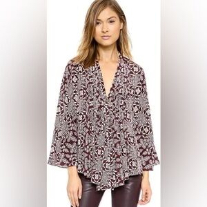 Elizabeth and James Burgundy Floral Blouse